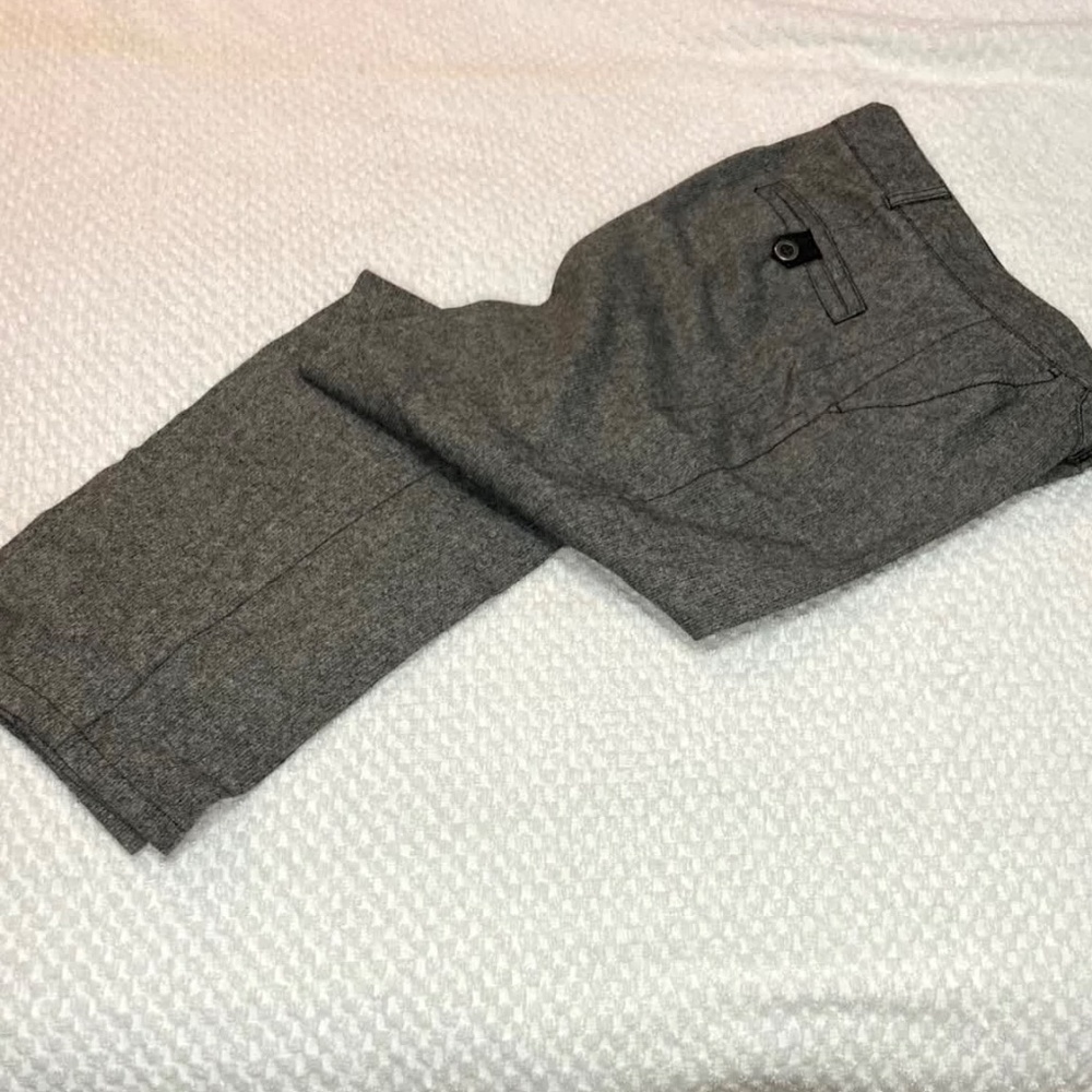 Brooklyn Industries salt and pepper wool blend pants with leather accents